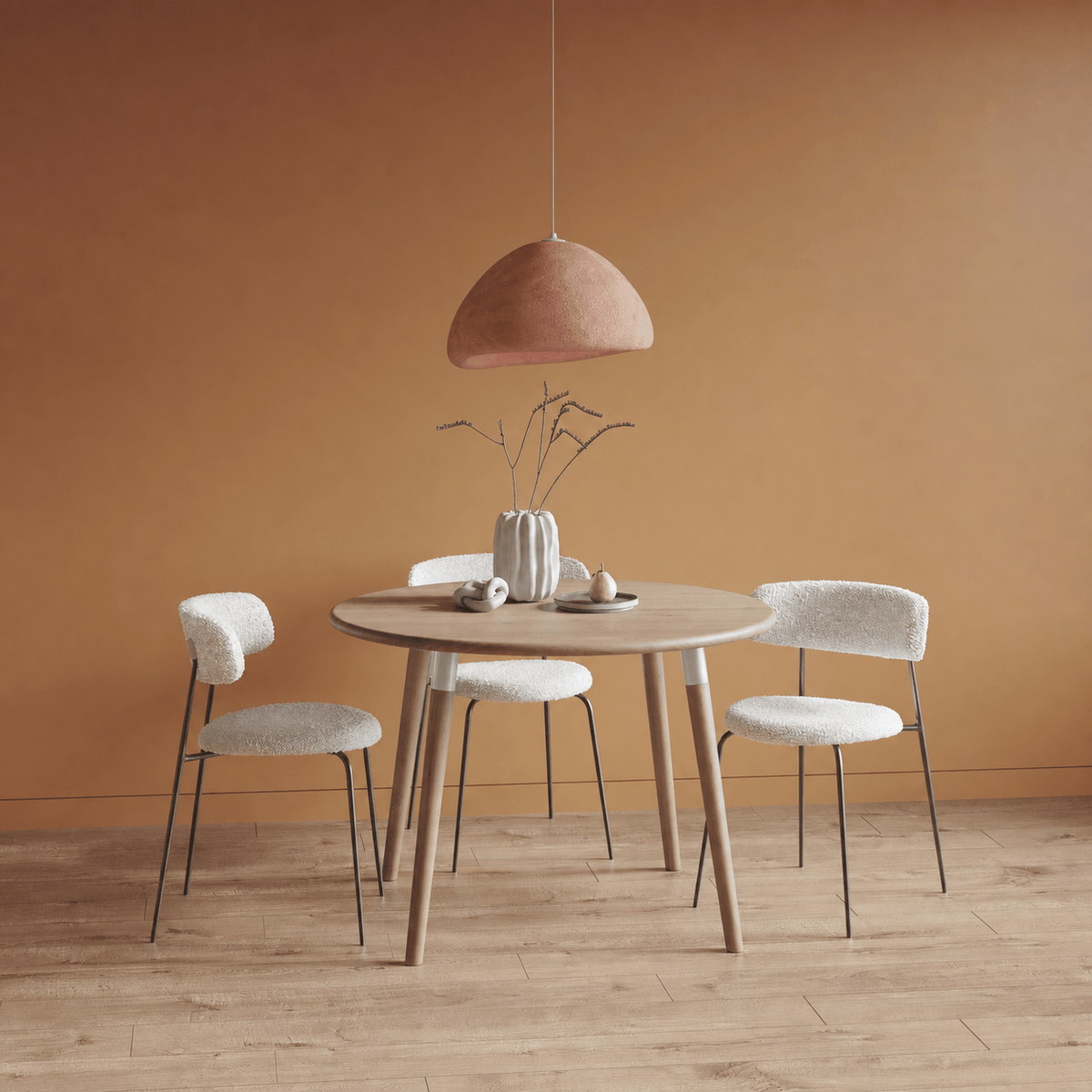 7MAGOKfurniture Kitchen & Dining Room Tables Solid Oak Round Dining Table & Chair Set, White Oak | KALMA Collection