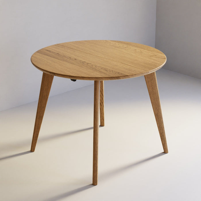 Solid Oak Round Extendable Table, 6-10 Seater BEVELLED edge