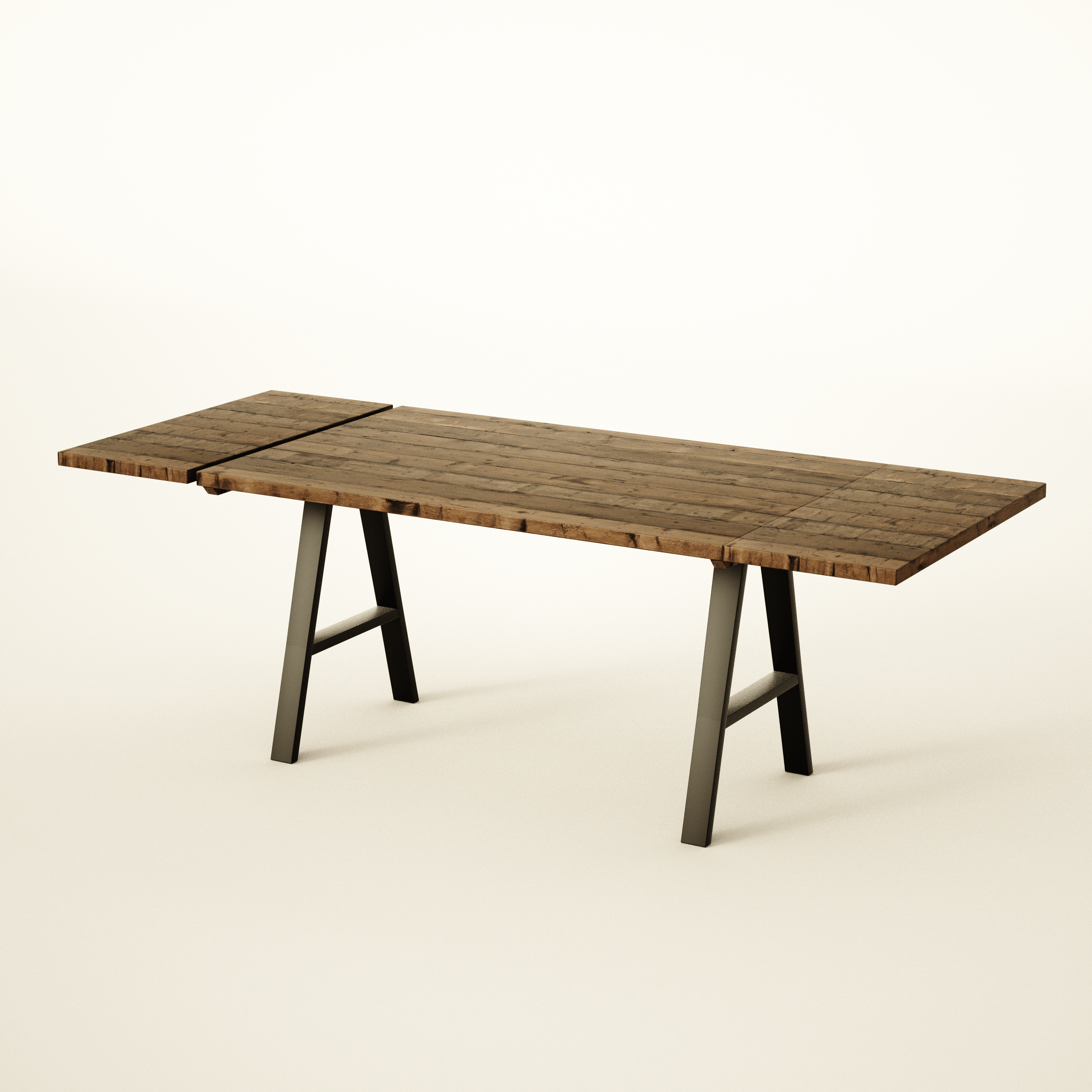 Dining table Extendable, Reclaimed wood on steel legs, INDUSTRIAL Collection