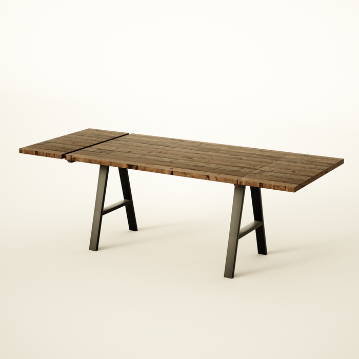 Dining table Extendable, Reclaimed wood on steel legs / INDUSTRIAL Collection