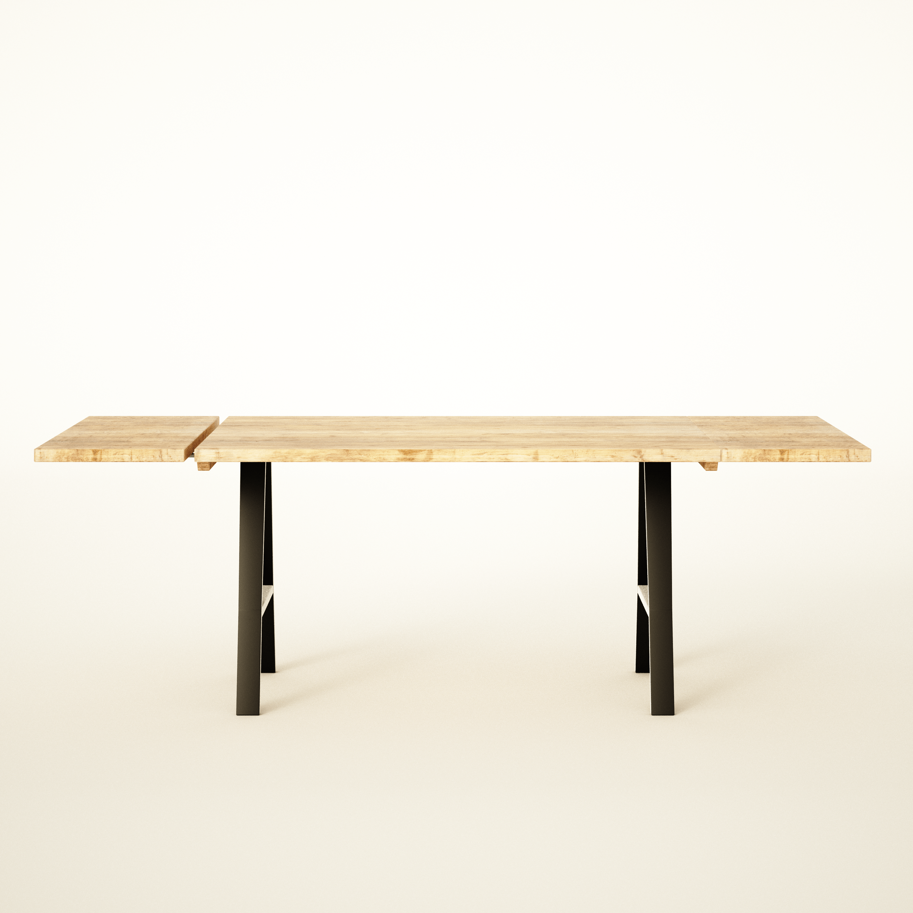 Dining table Extendable, Reclaimed wood on steel legs, INDUSTRIAL Collection