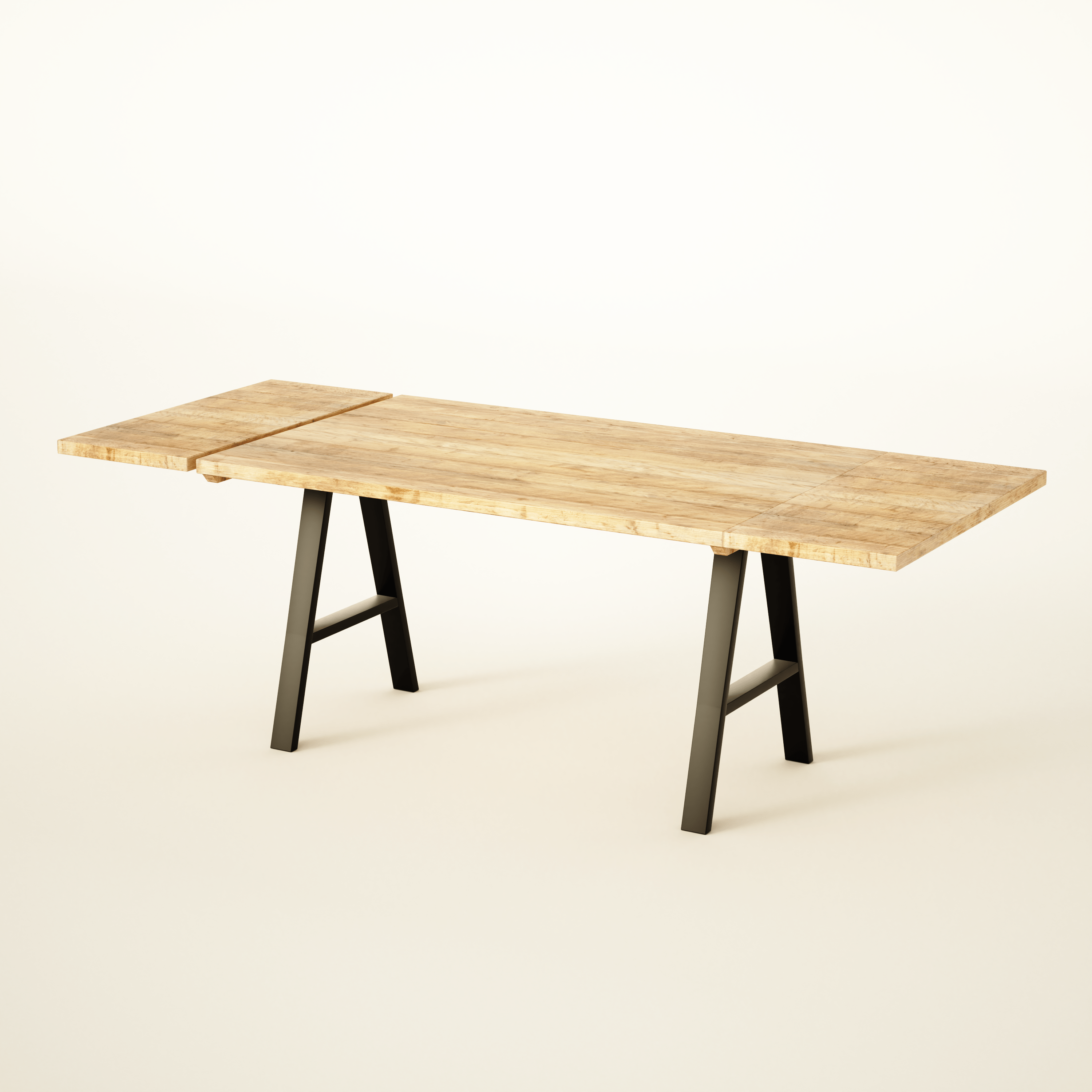 Dining table Extendable, Reclaimed wood on steel legs, INDUSTRIAL Collection