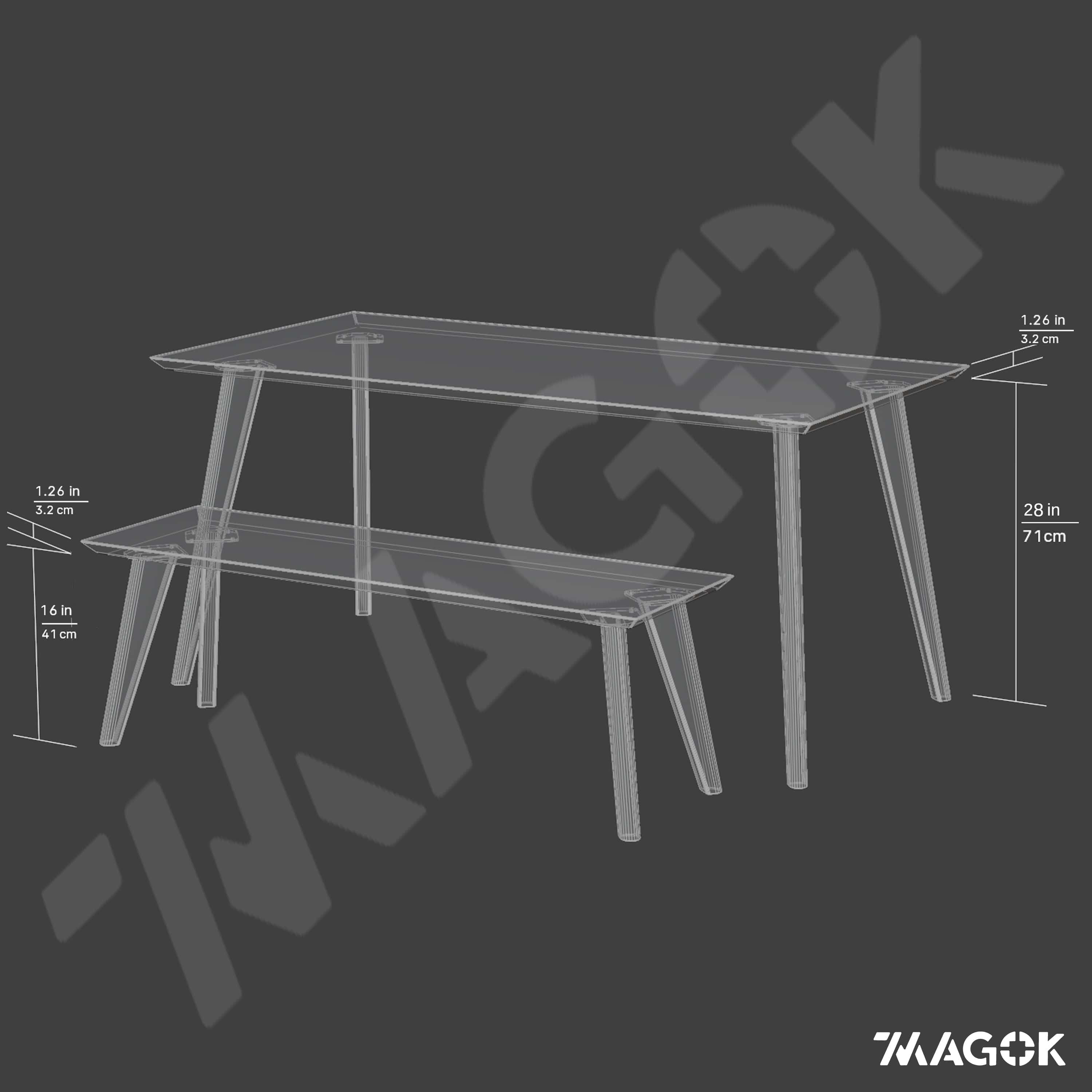 Dining Table Set, Sustainable Solid Oak, Colour and Size Options / KANTAR Collection