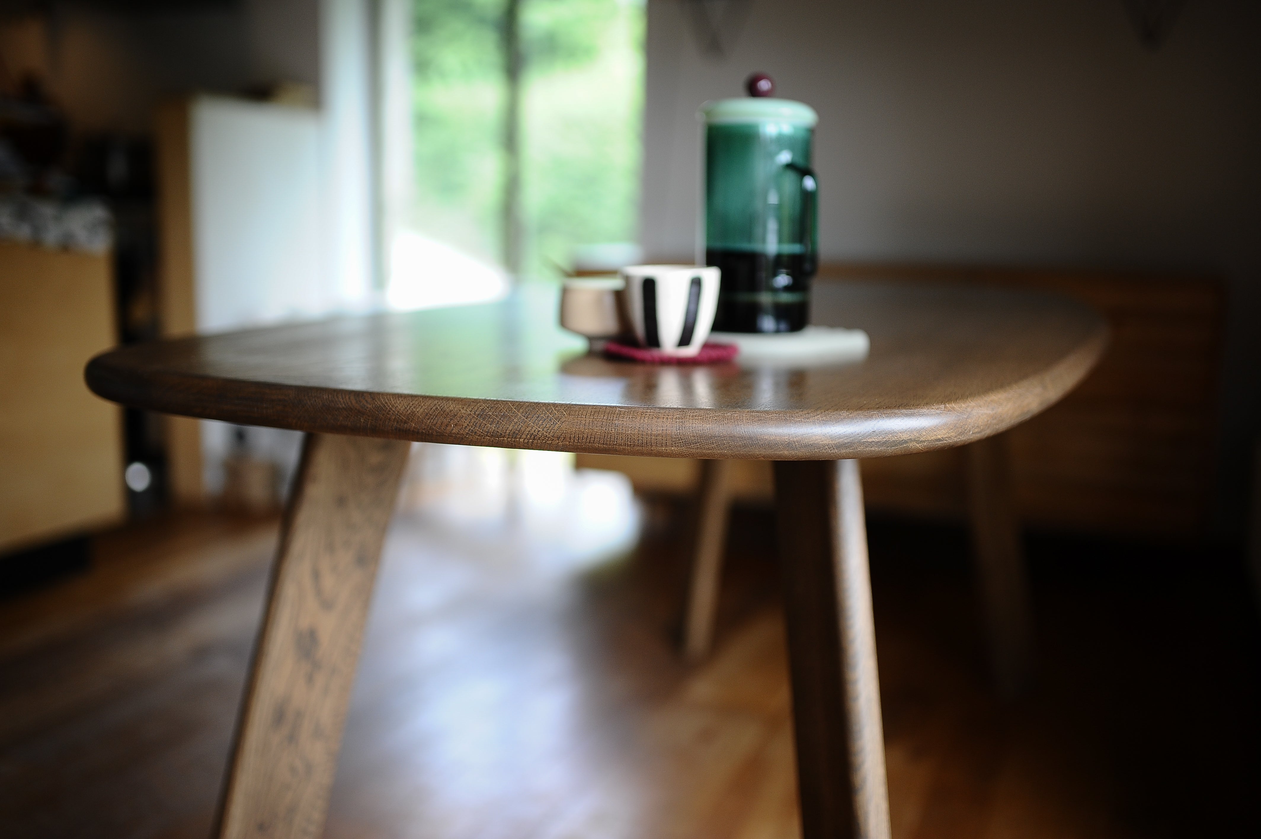 Oval Solid Oak Dining Table, Smoked or White Oak Finish, MILAN Collection