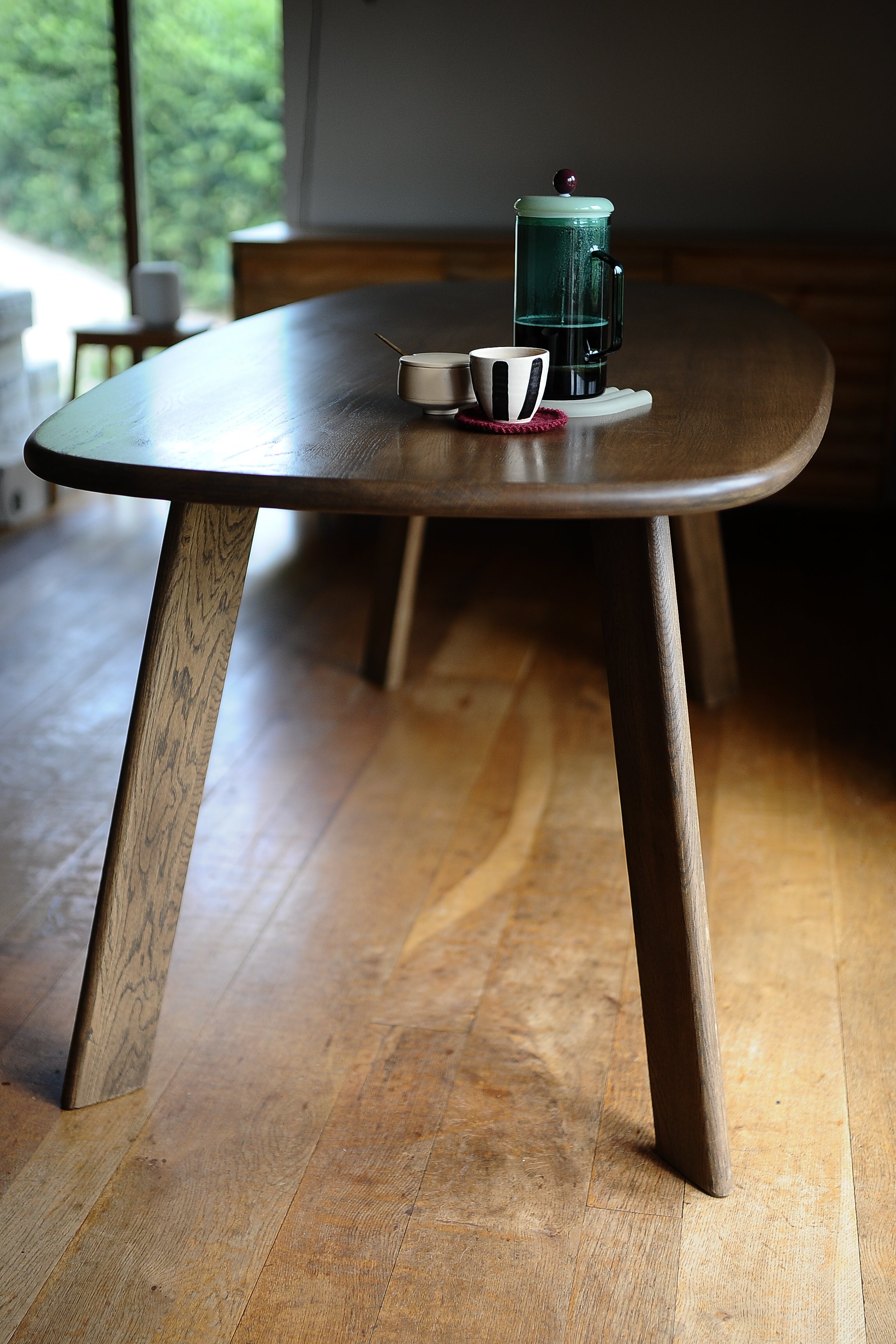 Oval Solid Oak Dining Table, Smoked or White Oak Finish, MILAN Collection