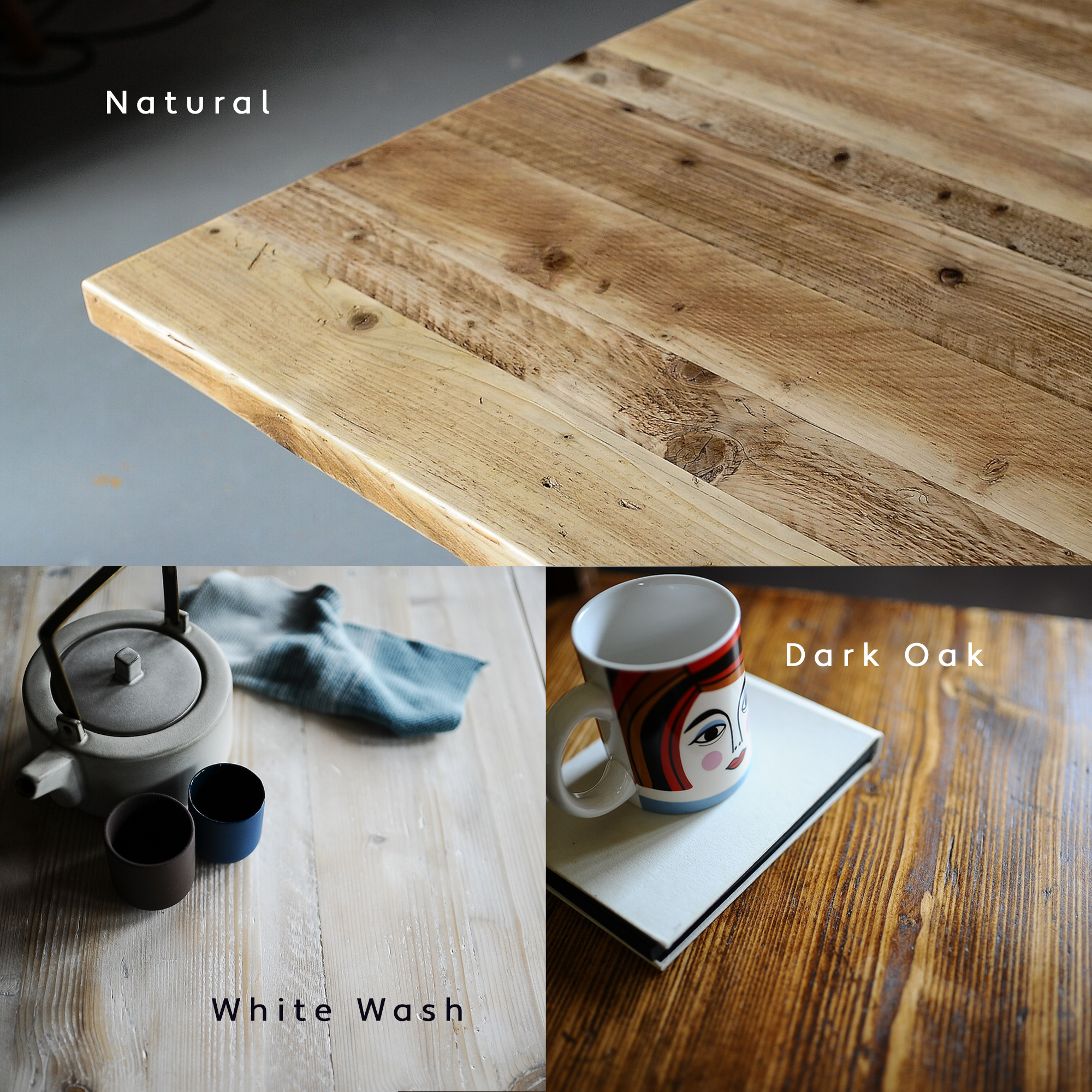 Dining Set Table & Bench, Reclaimed Wood on Hairpin Legs / RECLAIMED collection