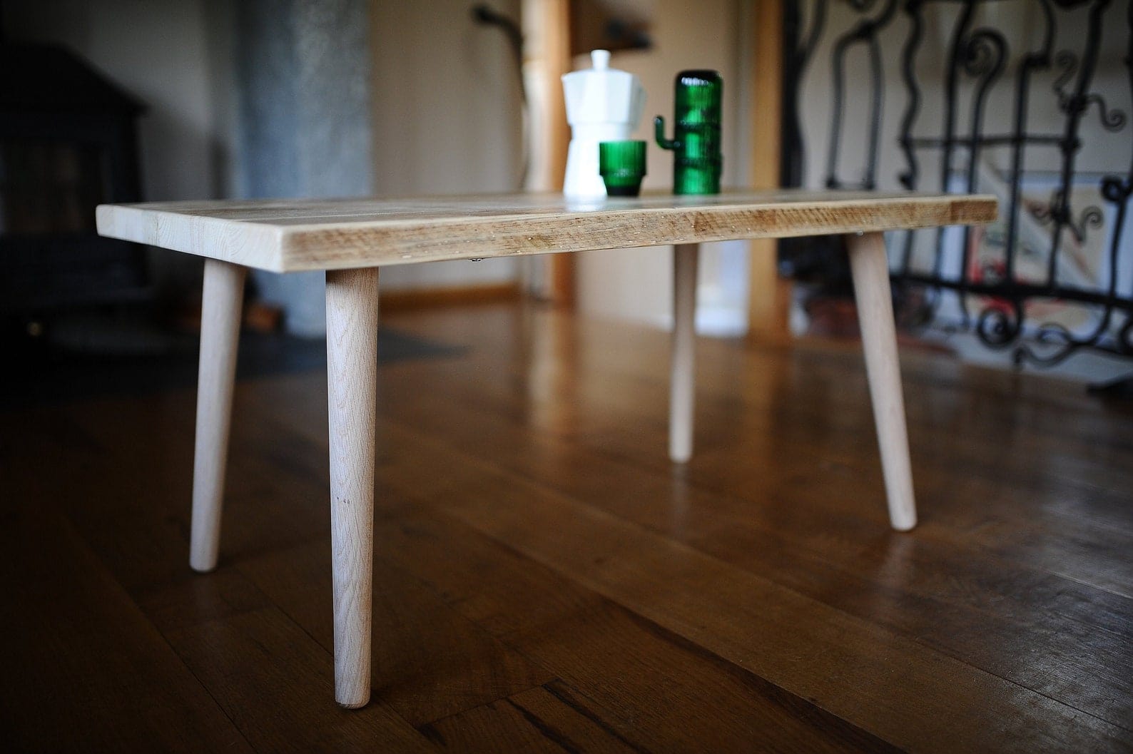 Coffee Table, Sustainable Reclaimed Scaffold Wood on Danish Oak Legs / VINTAGE Collection