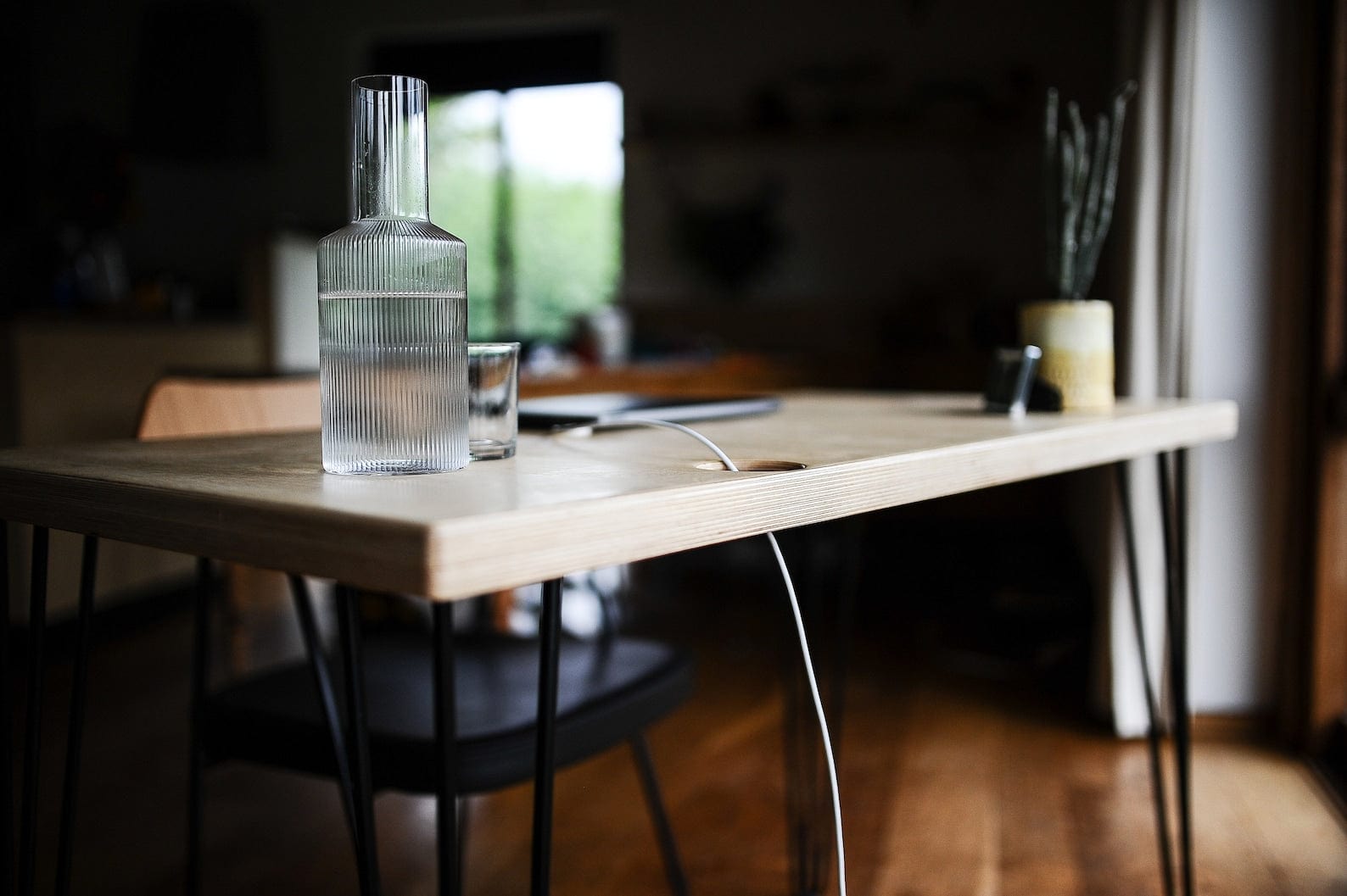 Office Desk, Birch Plywood Top on Hairpin legs / BIRCH PLY Collection