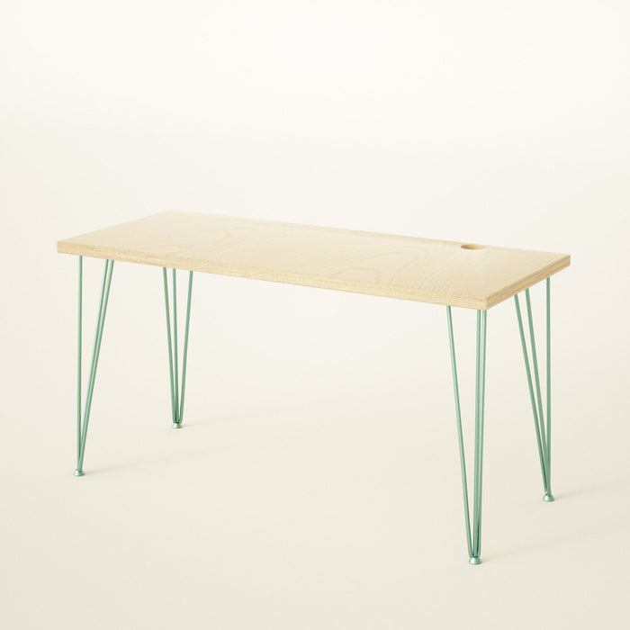 Office Desk, Birch Plywood Top on Hairpin legs / PLY & FORMICA Collection