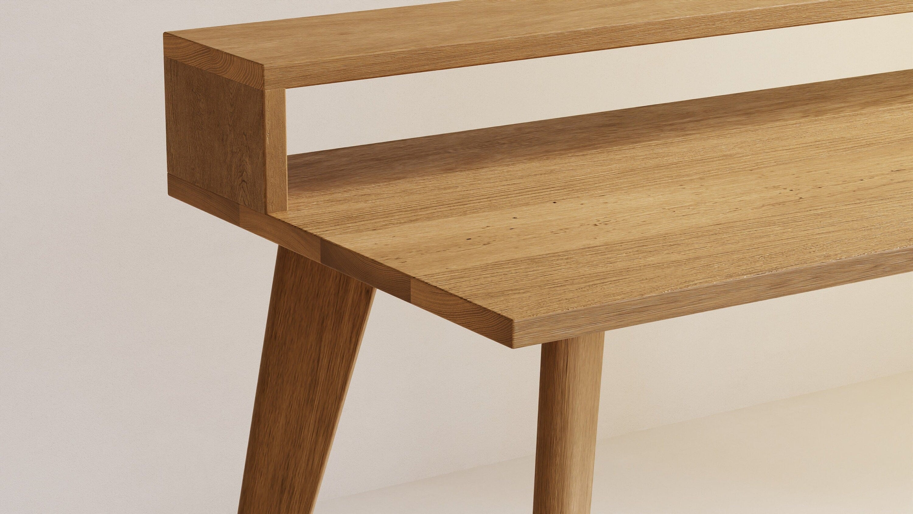 Oak Desk with Monitor Stand, Solid wood, Customisable, OAKWELL collection