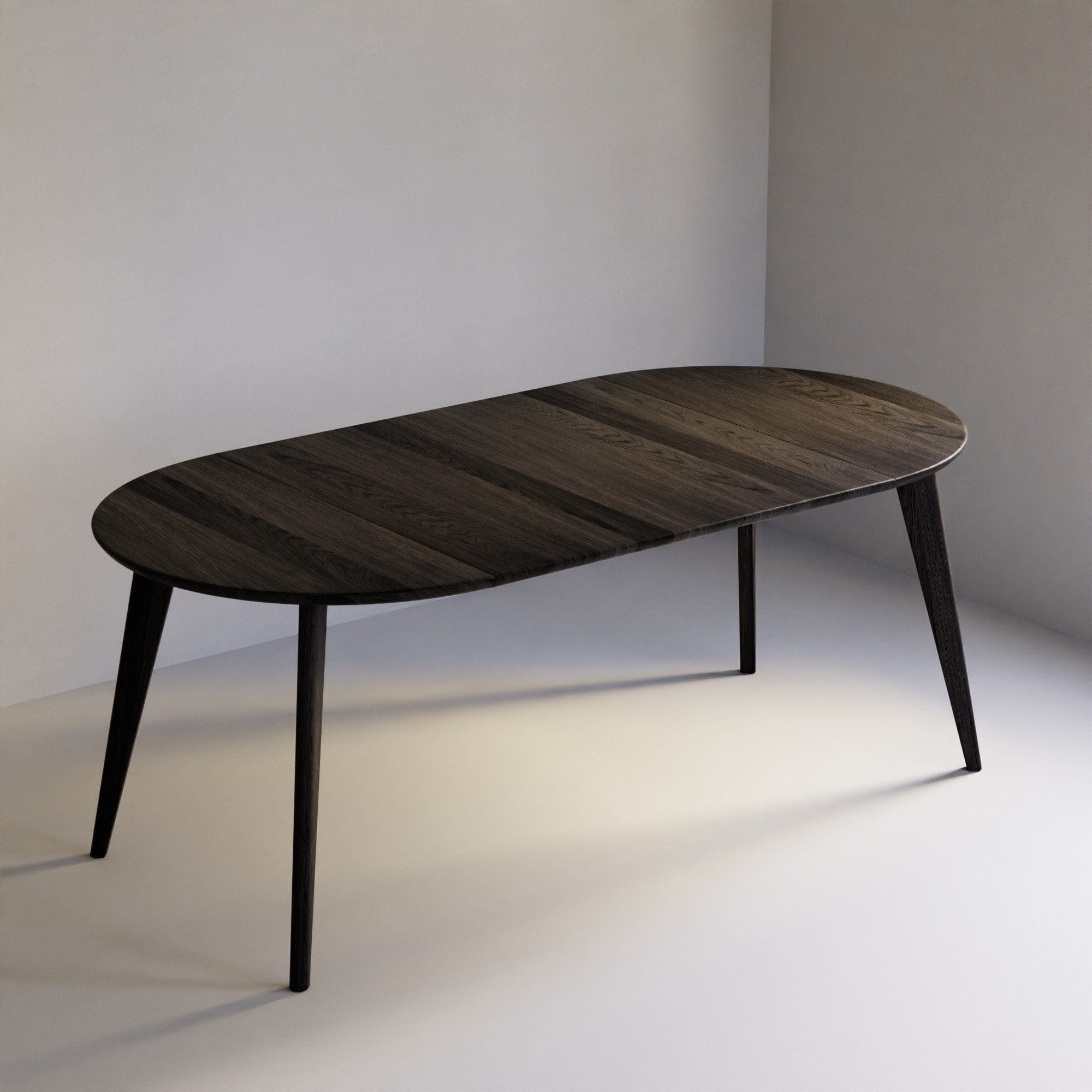 Ausziehtisch aus schwarzer Eiche, ABGESCHRÄGTE Kante, 6-10 Sitzplätze / EARTH Kollektion