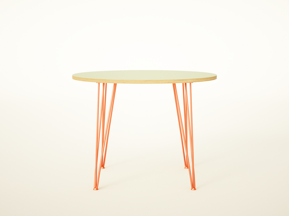 Round Formica Dining Table on Hairpin Legs, Retro, customisable / PLY & FORMICA Collection