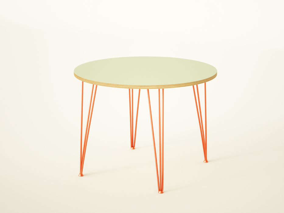 Round Formica Dining Table on Hairpin Legs, Retro, customisable / PLY & FORMICA Collection