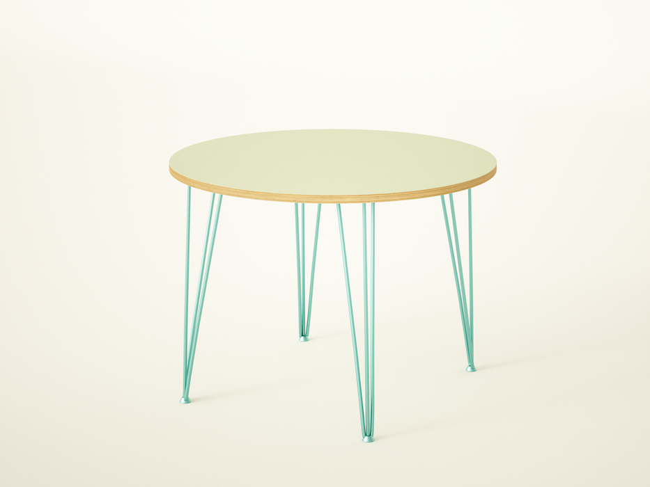Round Formica Dining Table on Hairpin Legs, Retro, customisable / PLY & FORMICA Collection