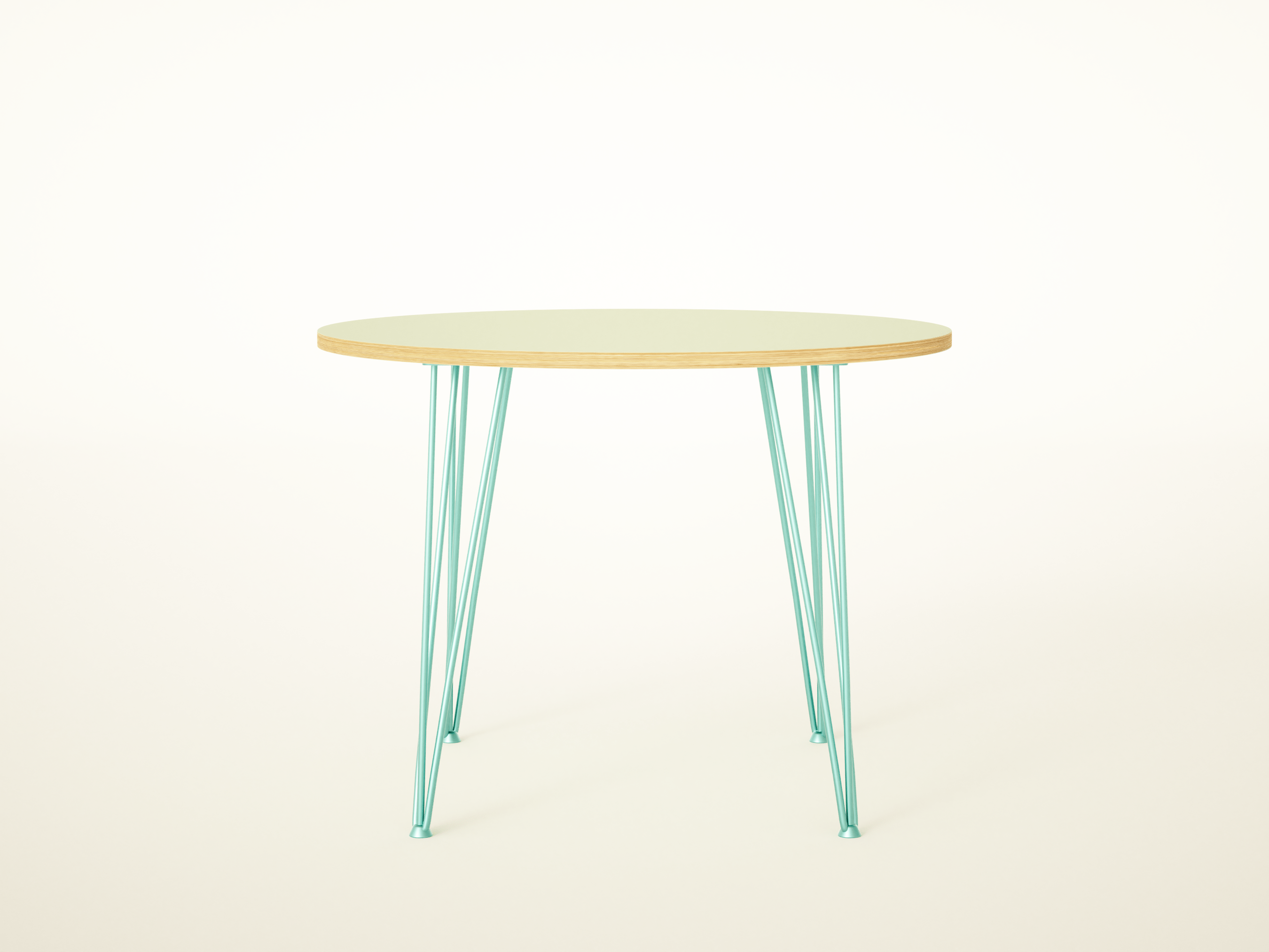 Round Formica Retro Dining Table on Hairpin Legs / BIRCH PLY COLLECTION