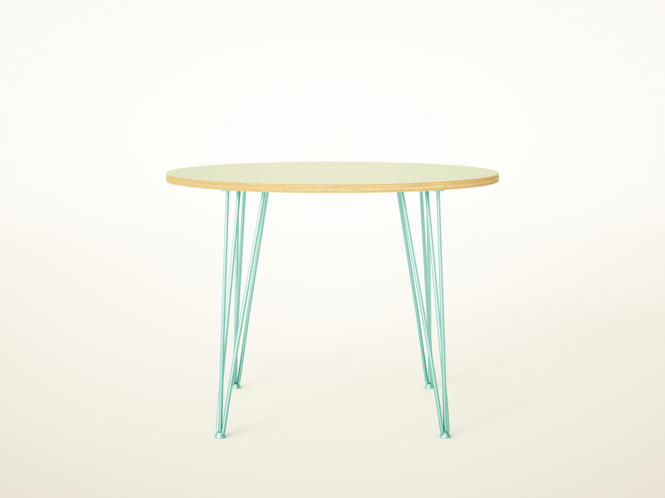 Round Formica Dining Table on Hairpin Legs, Retro, customisable / PLY & FORMICA Collection