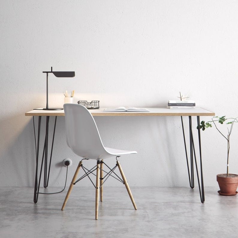 7MAGOKfurniture Desks Office Desk, Formica Top on Hairpin Legs | BIRCH PLY Collection