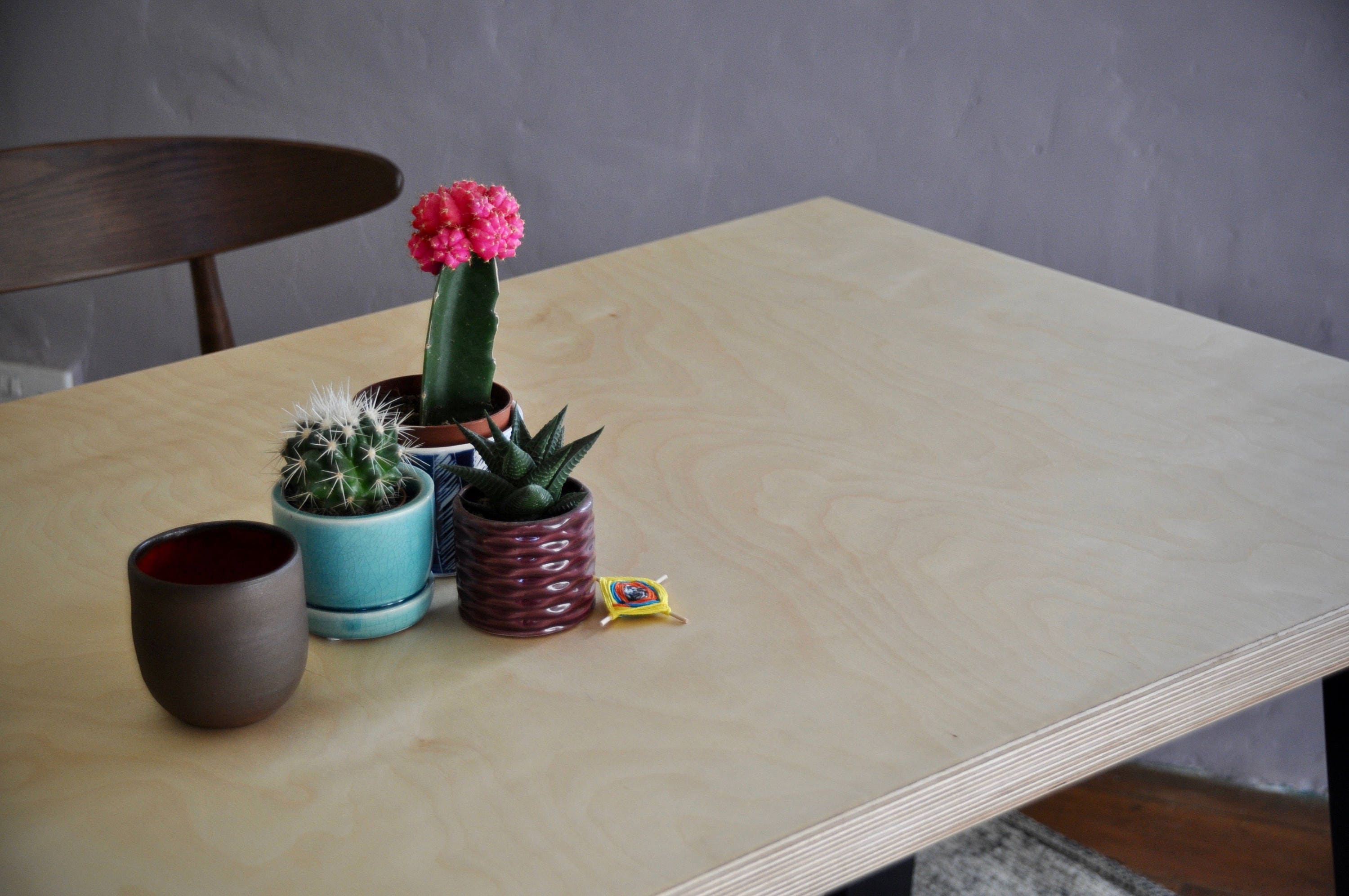 7MAGOKfurniture Kitchen & Dining Room Tables Rectangular Birch Plywood Dining Tabl, Seats 2-10, Steel Legs / BIRCH PLY Collection