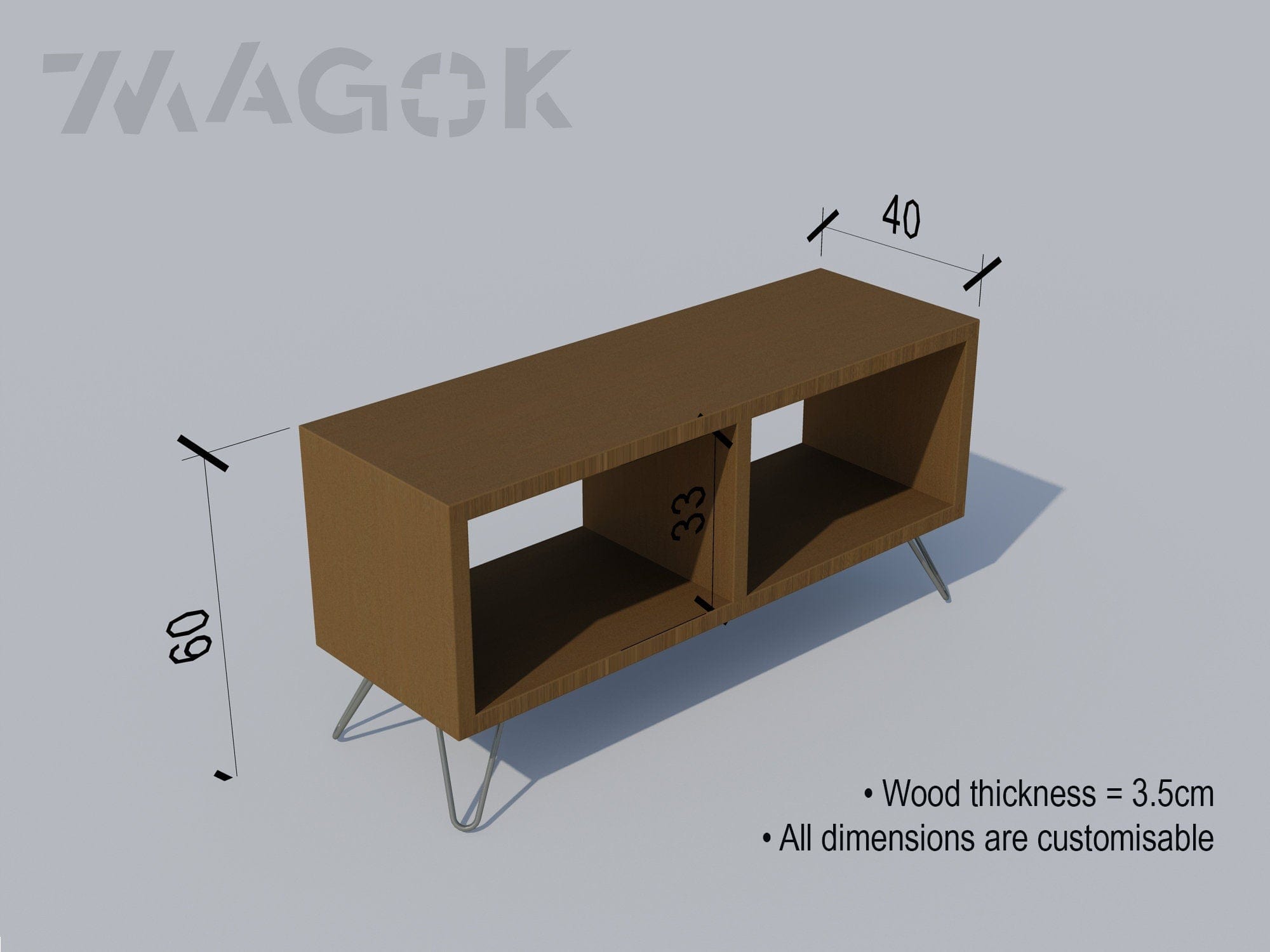7MAGOKfurniture record player stand Vinyl Record Player Stand in Solid Wood on Hairpin Legs, Customisable | RECLAIMED Collection