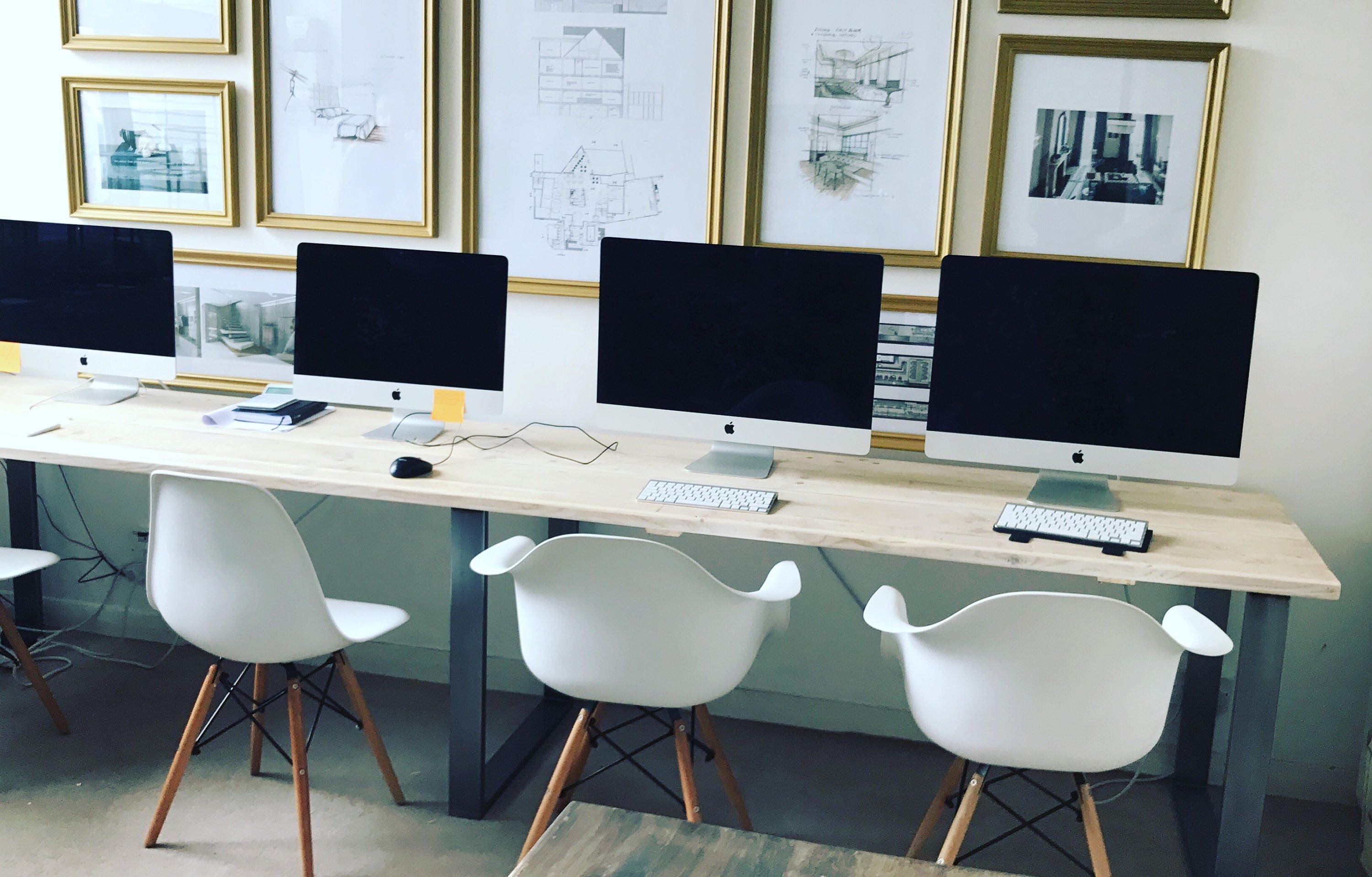 Home Office Long desk, Workstation, Reclaimed wood on Steel Legs, INDUSTRIAL Collection