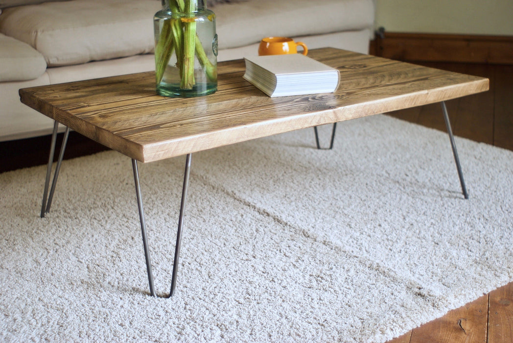 Coffee Table, Customisable, Reclaimed Wood on Hairpin Legs / RECLAIMED Collection