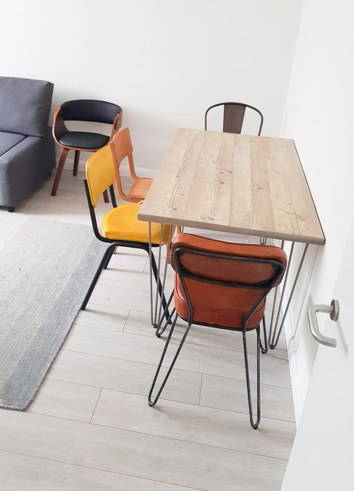 Dining Table on Hairpin legs, Reclaimed solid wood, Customisable / RECLAIMED Collection