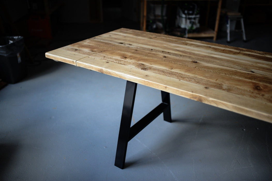 Dining table Extendable, Reclaimed wood on steel legs / INDUSTRIAL Collection