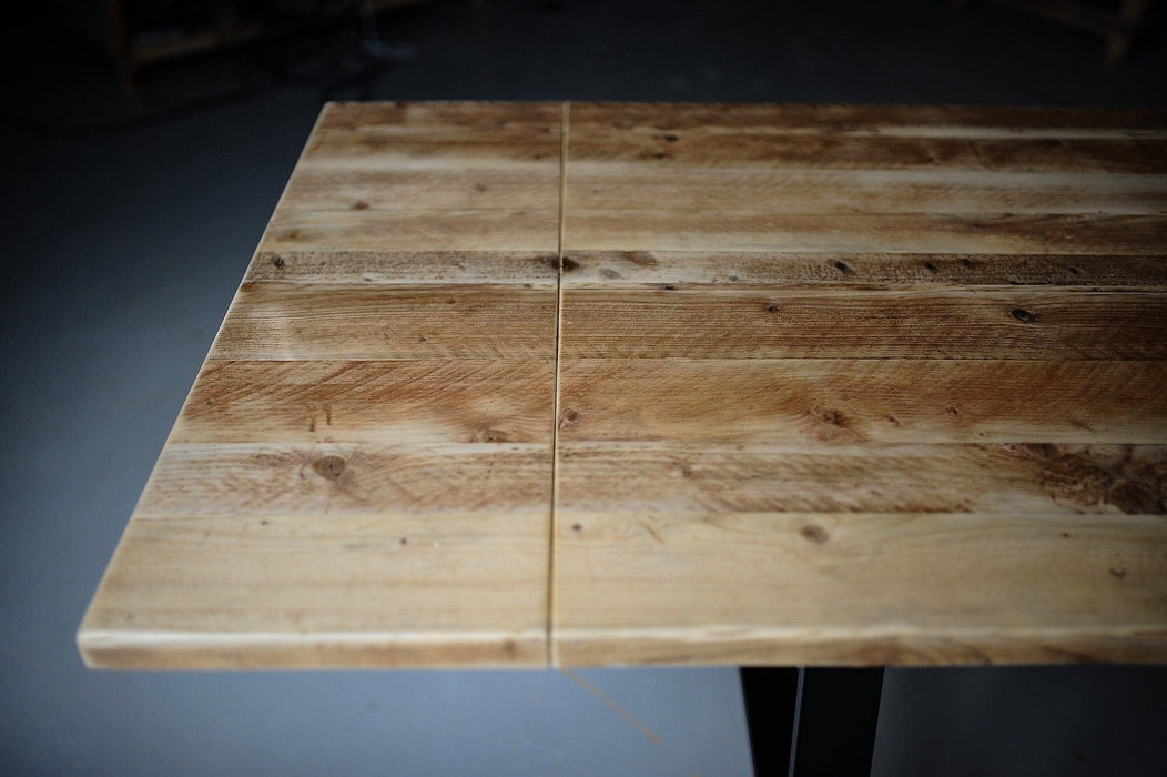 Dining table Extendable, Reclaimed wood on steel legs / INDUSTRIAL Collection