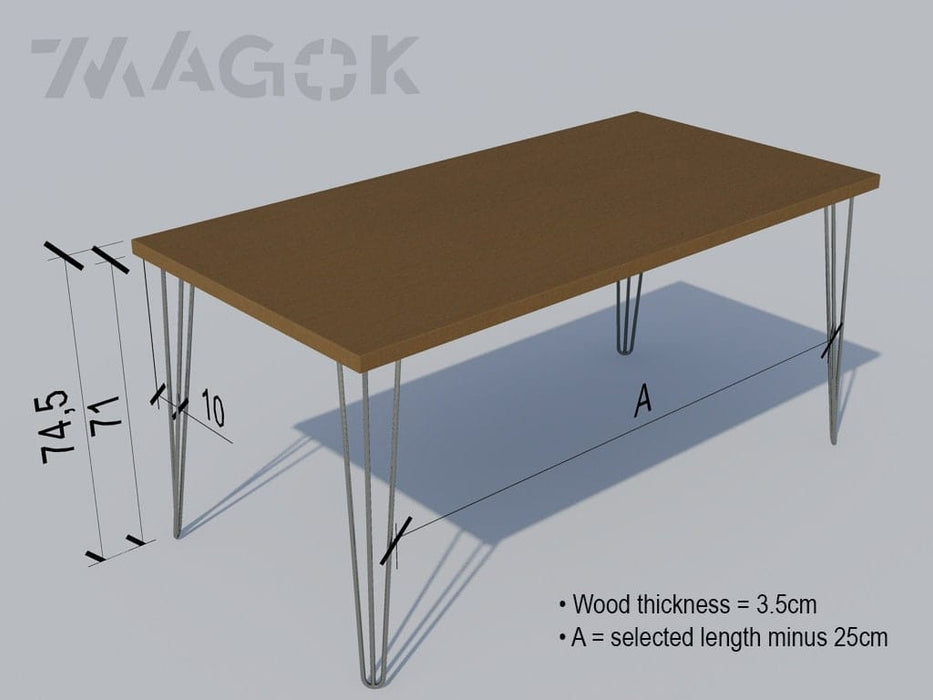 Dining Table on Hairpin legs, Reclaimed solid wood, Customisable / RECLAIMED Collection